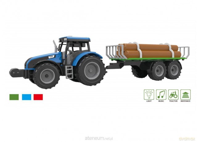 Traktor z przyczepą z drewnem,dźwiękami i światłem
