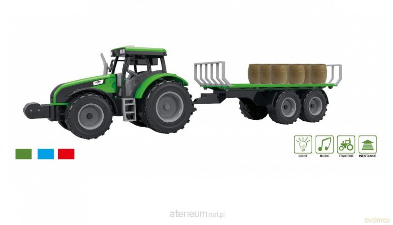 Traktor z przyczepą, dźwiękami i światłem