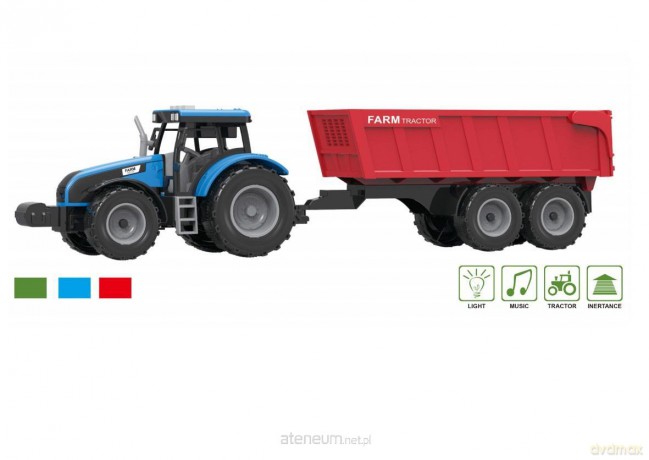 Traktor z przyczepą, dźwiękami i światłem