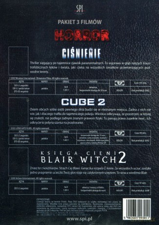 Ciśnienie / Cube / Blair Witch - Księga Cieni 2 [3DVD]
