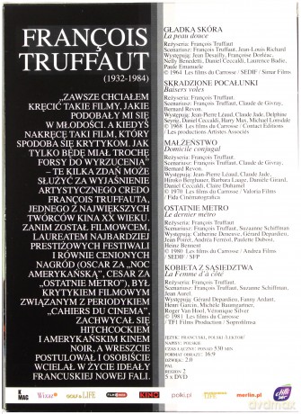 Francois Truffaut: Gładka skóra / Skardzione pocałunki / Małżeństwo / Ostatnie Metro / Kobieta z sąsiedztwa Pakiet [5DVD]