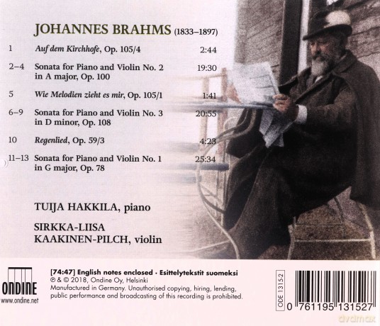 Hakkila/Kaakinen-Pilch: Brahms/Violin Sonatas [CD]
