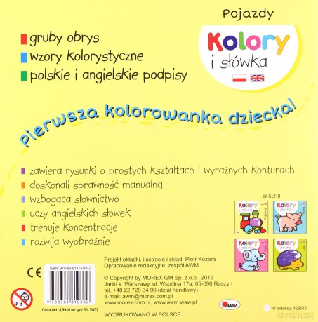 Pojazdy. Kolory i słówka - Piotr Kozera [KSIĄŻKA]