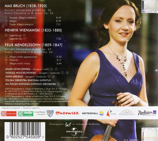Agata Szymczewska: Bruch, Wieniawski, Mendelssohn [CD]
