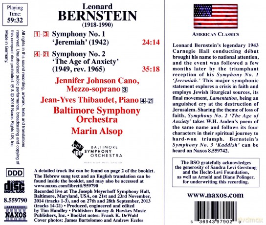 Leonard Bernstein: Bernstein: Symphonies Nos. 1 And 2 [CD]