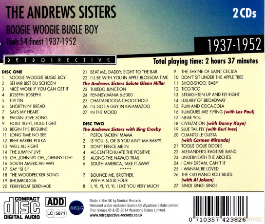Andrews Sisters: Boogie Woogie Bugle Boy - Their 54 [2CD]