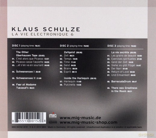 Klaus Schulze: La Vie Electronique 6 (digipack) [3CD]