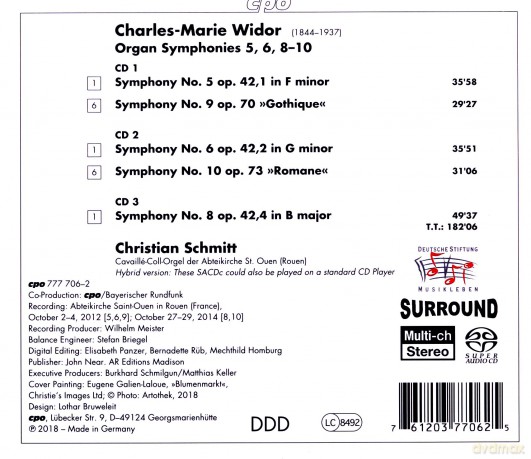 Schmitt: Charles-Marie Widor: Organ Symphonies 5. 6. 8-10 [3CD]