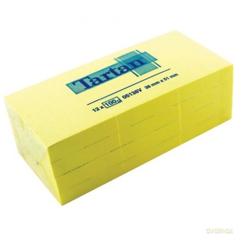 3m: 3M Post-it - 100 Foglietti Tartan Colore Giallo Light 38x51mm (12 pz)