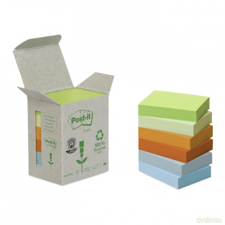 3m Post: 3m Post-It - Box Da 6 Blocchetti Di Foglietti Post-It 51x38mm In Carta Riciclata Colori Assortiti