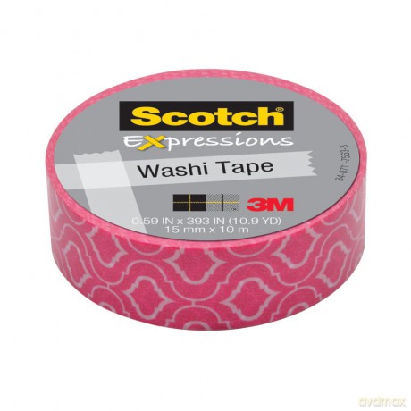 3m Post: 3M Post-it - Nastro Decorativo Scotch Washi Expressions Fucsia E Bianco
