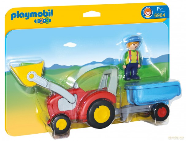 Playmobil - Tractor With Trailer (6964): 6964 Trattore Con Benna E Rimorchio 1.2.3