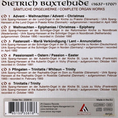 Buxtehude: Samtliche Orgelwerke Spang-Hanssen [6CD]