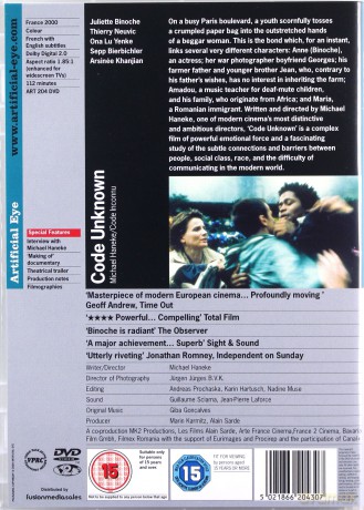 Code Unknown Michael Haneke (Kod nieznany) [DVD]