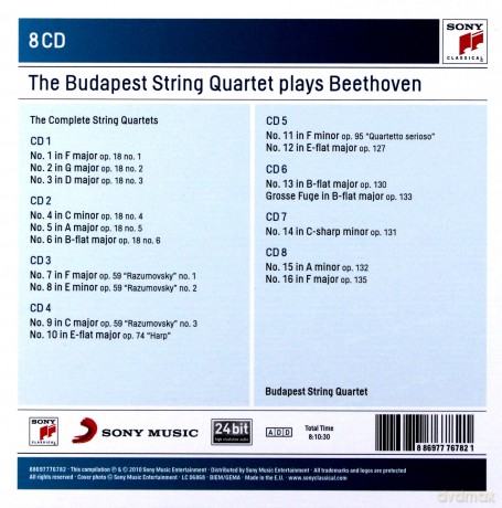 Budapest String Quartet: Beethoven: String Quartets (Complete) [8CD]