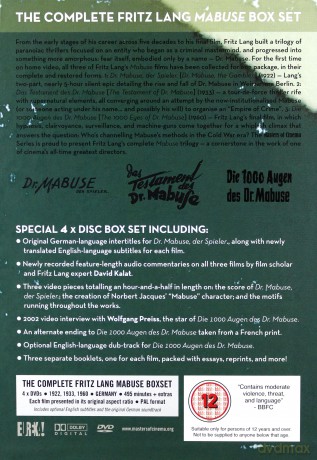 Complete Fritz Lang Mabuse (1922) (Doktor Mabuse / Testament doktora Mabuse / Tysiąc oczu doktora Mabus) [4DVD]