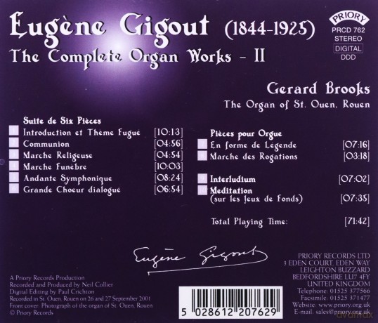 Gerard Brooks: Complete Organ Works Of Eugene Gigout - Vol 2 - The Cavaille - Coll Organ Of St. Ouen. Rouen. France [CD]