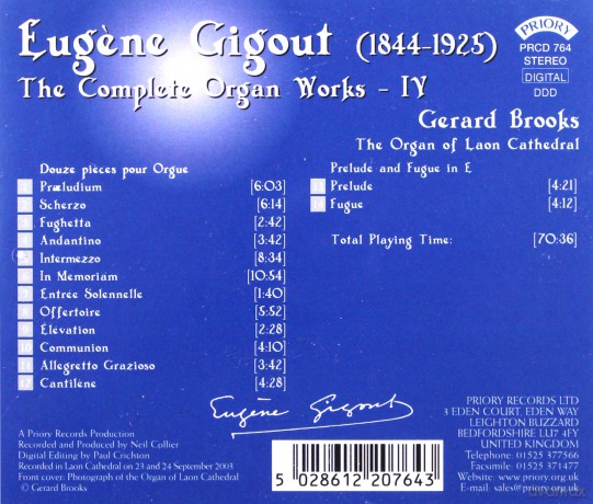 Gerard Brooks: Complete Organ Works Of Eugene Gigout - Vol 4 - The Organ Of Laon Cathedral. France [CD]