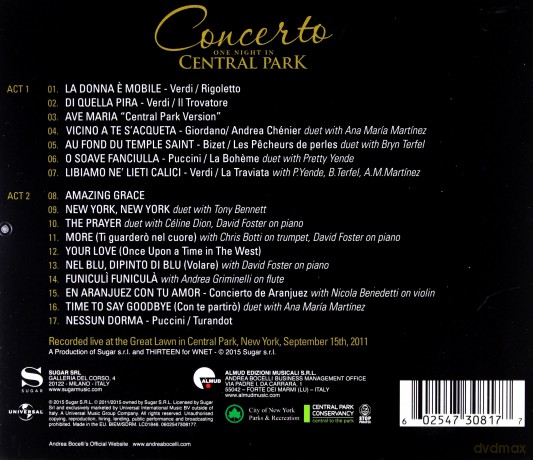 Andrea Bocelli: Concerto Central Park [CD]