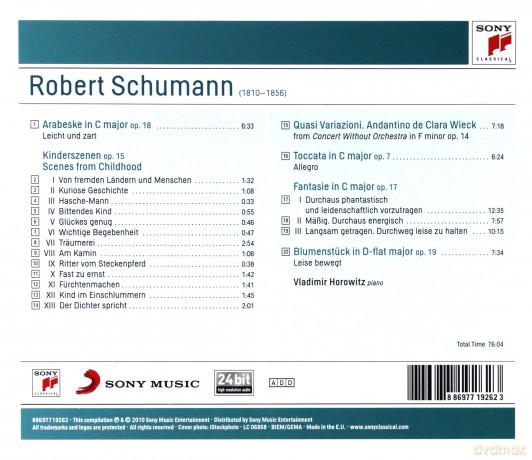 Vladimir Horowitz: Schumann: Arabeske, Op. 18; Kinderszenen, Op. 15; Toccata, Op. 7; Fantasie, Op. 17; Blumenstück, Op. 19 [CD]