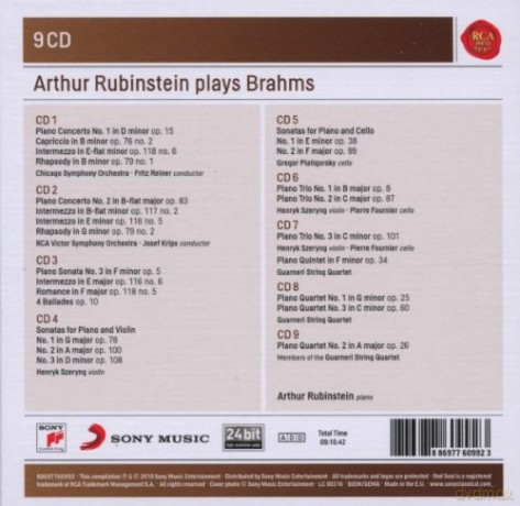 Arthur Rubinstein: Rubinstein plays Brahms [9CD]