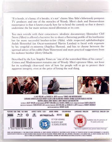 Crimes And Misdemeanors (Zbrodnie i wykroczenia) [Blu-Ray]