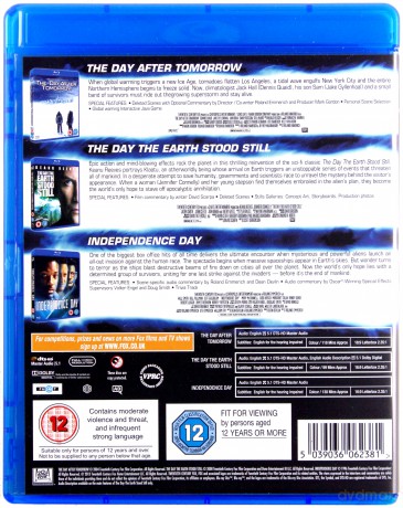 Day The Earth Stood Still / Day After Tomorrow / Independence Day (Pojutrze / Dzień, w którym zatrzymała się Ziemia / Dzień Niepodległości) [3xBlu-Ray]