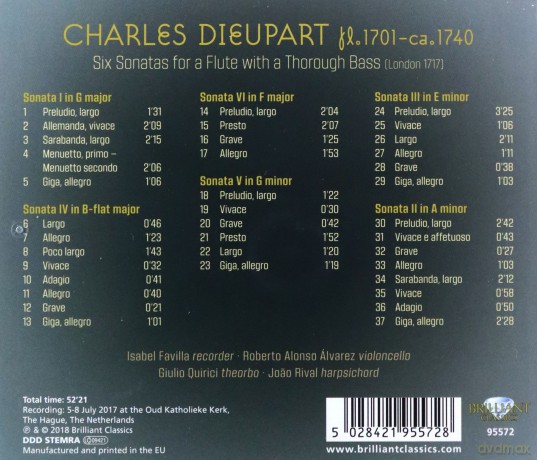 Isabel Favilla: Dieupart/Six Sonatas For A Flute [CD]