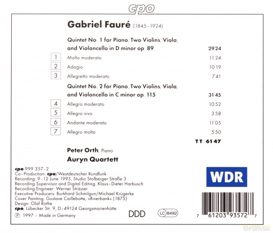 Auryn Quartettorth: Faurepiano Quintets 1 2 [CD]
