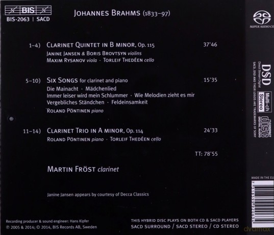 Martin Frost: Brahmsclarinet Quintettrio [CD]