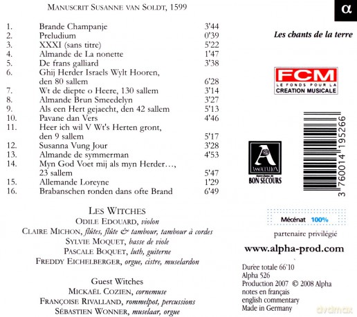 Witches: Divers: Manuscrit Susanne Van Soldt [CD]