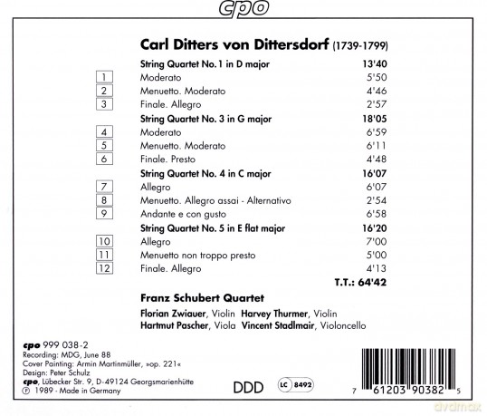 Dittersdorf: Franz Scubert Quartett [CD]