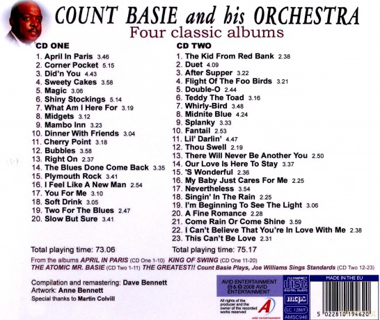 Count Basie: Four Classic Albums (April In Paris / King Of Swing / The Atomic Mr Basie / The Greatest! Count Basie Plays. Joe Williams Sings) [2CD]