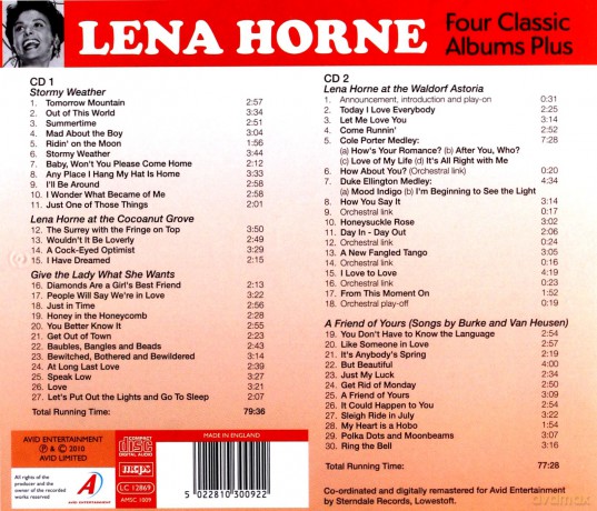 Lena Horne: Four Classic Albums Plus (Stormy Weather / Give The Lady What She Wants / Lena Horne At The Waldorf Astoria / A Friend Of Yours) [2CD]