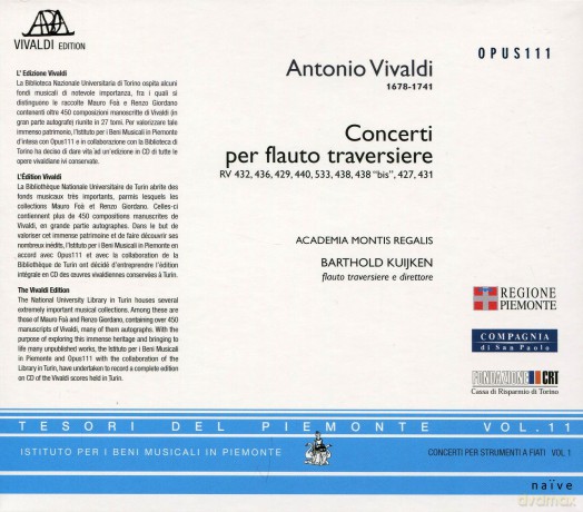 Academia Montis Regalis: Vivaldi Concerti Pour Flute [CD]