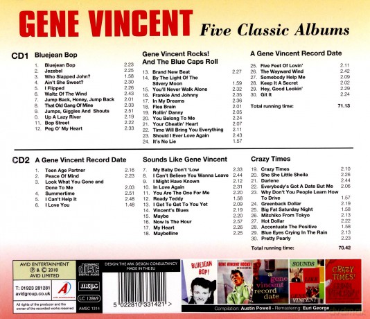 Gene Vincent: Five Classic Albums [CD]