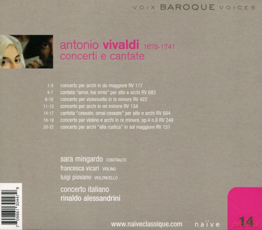 Allessandrini, Concerto Italiano: Vivaldi Cantatas Concertos [CD]