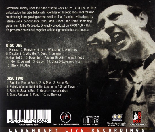 Pearl Jam: Fox Theatre. Atlanta. GA 3rd April 94 [2CD]
