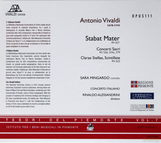 Allessandrini, Concerto Italiano: Vivaldi Stabet Mater [CD]