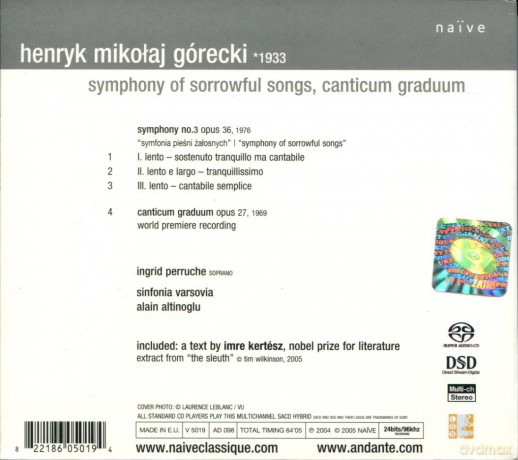 Altinoglu, Perruche, Sinfonia Varsovia: Gorecki Symphony No.3 (English Booklet) (Hybrid) [SACD]