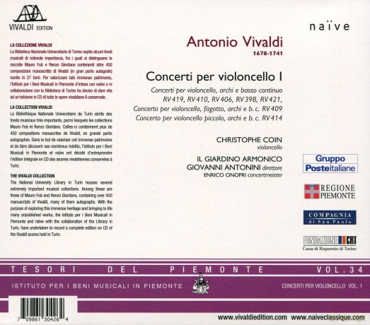 Antonini, Coin, Il Giardino Armonico: Vivaldi Concerti Per Cello 1 [CD]