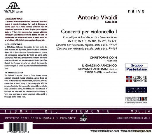 Antonini, Coin, Il Giardino Armonico: Vivaldi Concerti Per Cello 1 [CD]