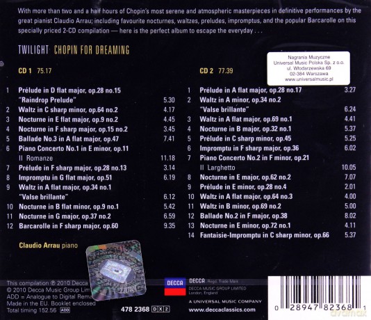 Claudio Arrau: Chopin For Dreaming [2CD]
