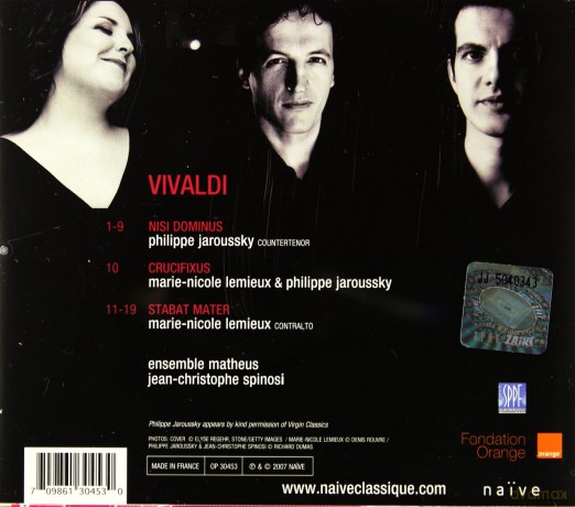 Philippe Jaroussky, Lemieux, Spinosi, Ensemble Ma: Vivaldi/Nisi Dominus [CD]
