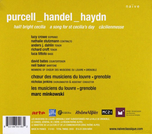 Minkowski, Les Music.Du Louvre: To Saint Cecilia: Purcell, Handel, Haydn [2CD]