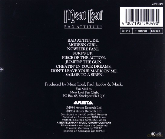 Meat Loaf: Bad Attitude [CD]