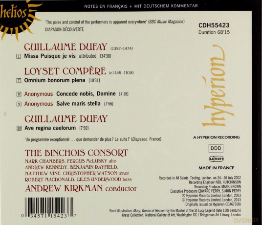 Binchois Consortkirkman: Dufaymissa Puisque Je Vis [CD]