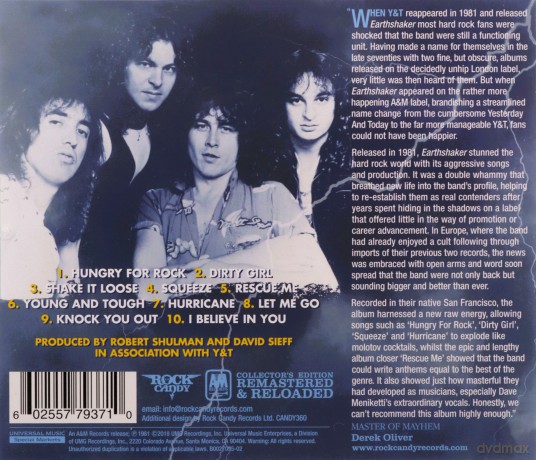 Y&T: Earthshaker [CD]