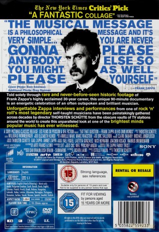 Eat That Question - Frank Zappa In His Own Words (Udław się tym pytaniem. Frank Zappa własnymi słowami) [DVD]