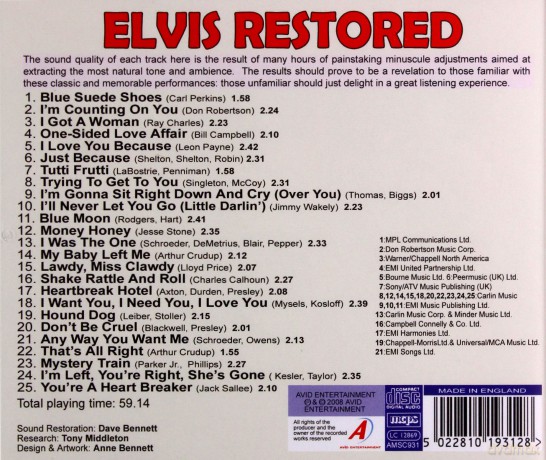 Elvis Presley: Elvis Restored - The Complete First Lp And 13 Bonus Tracks) [CD]